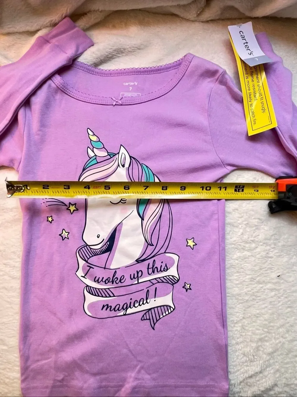 Carter’s Unicorn Long Sleeve I Wake Up This Magical  Purple Shirt Girls Sz7 NWT